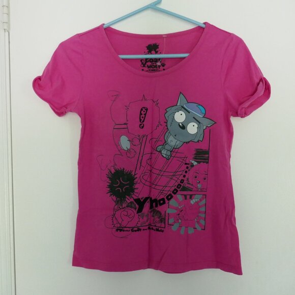 Meters/bonwe Tops - pink Meters/bonwe Pleasant Goat and Big Big Wolf graphic tee size S/M